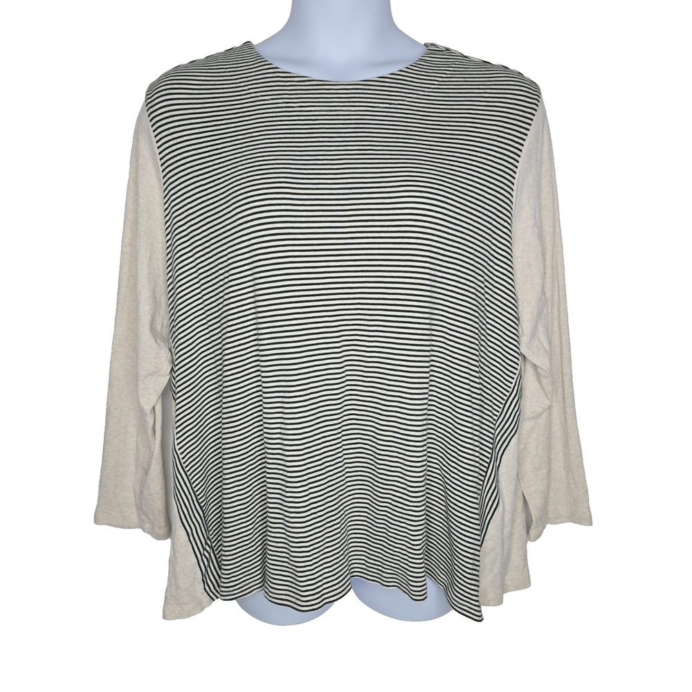 J. Jill Top Womens 3X Striped A-line Long Sleeve Perfect Pima Cotton Lagenlook
